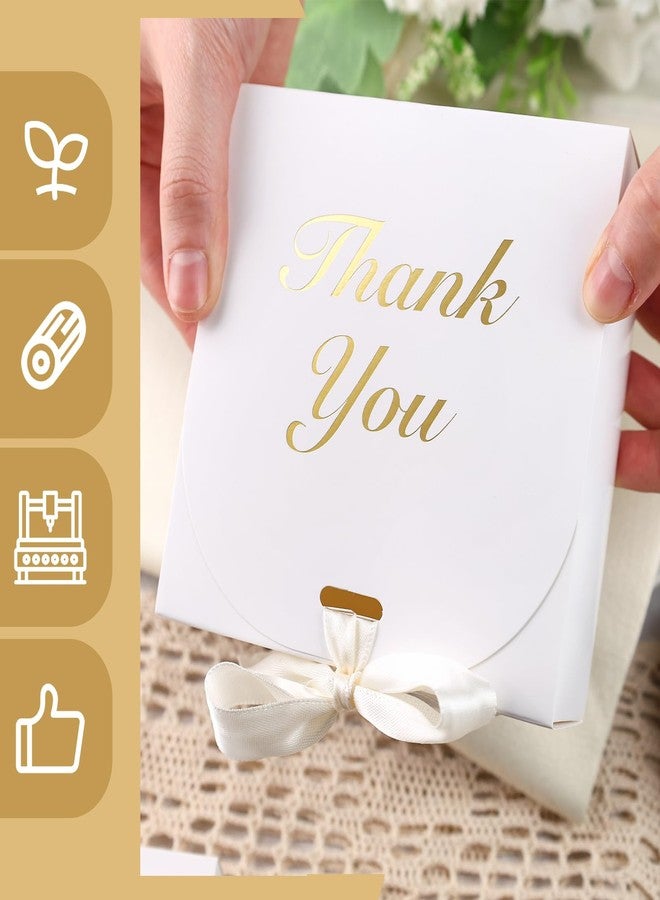VGOODALL 20PCS Thank You Gift Boxes, 4.5x4.5x1.9Inches Mini Party Favor Boxes White Treat Bags with Bow Ribbon for Wedding Bridal Baby Shower Birthday Party - Image 4